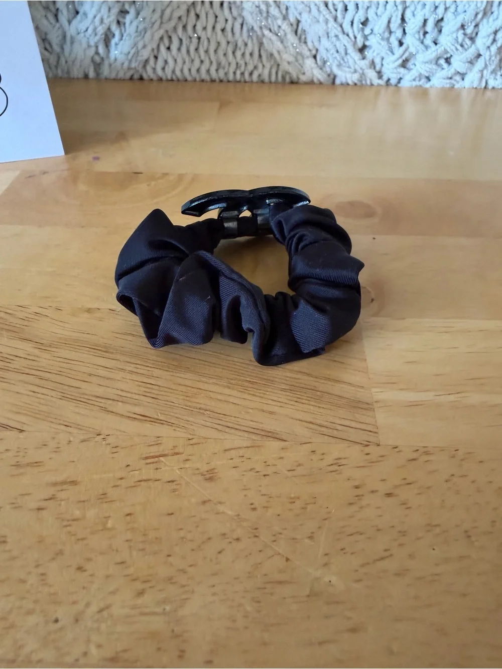 Chanel Beauty Black Scrunchie with White CC Logo - Picture 4 of 6